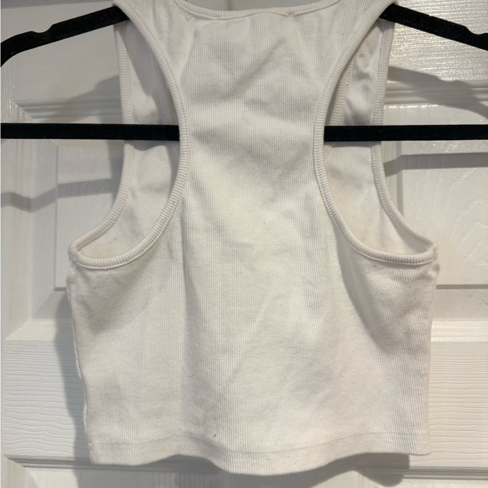 Only Fans Cropped Racerback White Tank - Picture 2 of 3